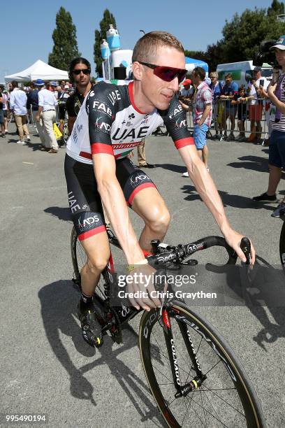 Daniel Martin of Ireland and UAE Team Emirates arrives at the start during stage four of the 105th Tour de France 2018, a 195km stage from La Baule...
