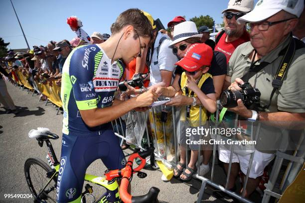 Guillaume Martin of France and Team Wanty Groupe Gobert arrives at the start during stage four of the 105th Tour de France 2018, a 195km stage from...