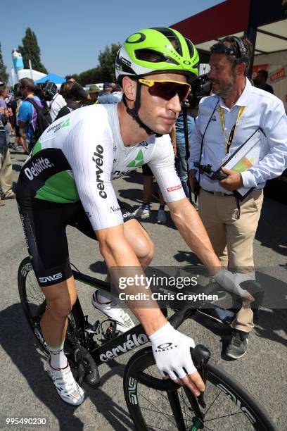 Mark Renshaw of Australia and Team Dimension Data arrives at the start during stage four of the 105th Tour de France 2018, a 195km stage from La...