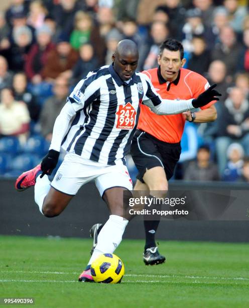 Marc-Antoine Fortune of West Bromwich Albion in action during the Barclays Premier League match between West Bromwich Albion and Manchester City at...