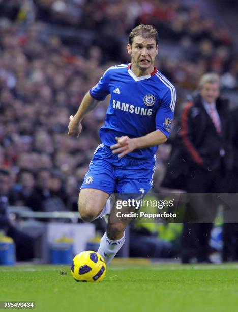 Branislav Ivanovic of Chelsea in action during the Barclays Premier League match between Liverpool and Chelsea at Anfield on November 7, 2010 in...