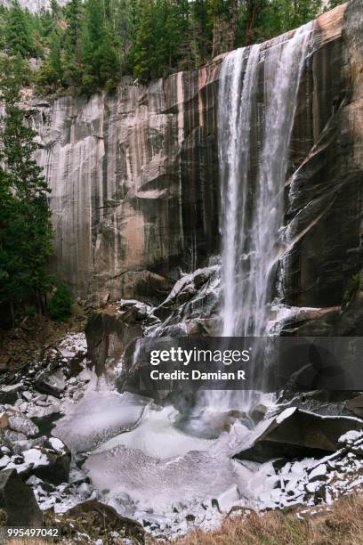 yosemite vernal falls winter ii - vernal falls stock pictures, royalty-free photos & images