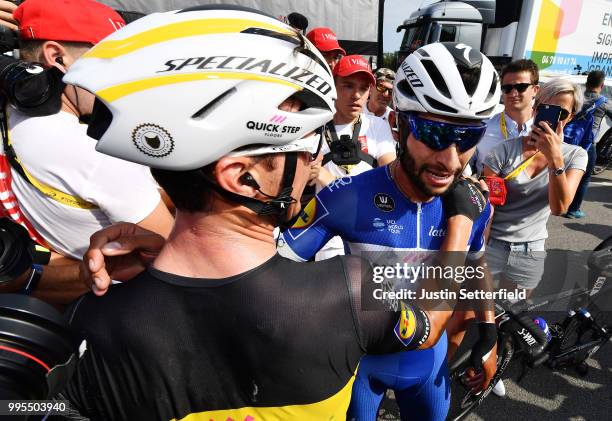 Arrival / Fernando Gaviria of Colombia and Team Quick-Step Floors / Yves Lampaert of Belgium and Team Quick-Step Floors / Celebration / during the...