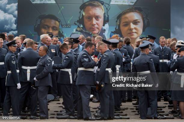 On the 100th anniversary of the Royal Air Force and before a march andflypast of 100 aircraft formations representing Britain's air defence history...