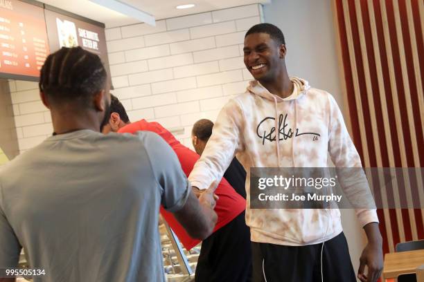 Jaren Jackson Jr. #13 of the Memphis Grizzlies gets lunch on July 4, 2018 in Salt Lake City, Utah. NOTE TO USER: User expressly acknowledges and...