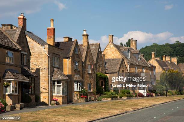 Broadway in The Cotswolds, United Kingdom. Broadway village lies beneath Fish Hill on the western Cotswold escarpment. The broad way is the wide...