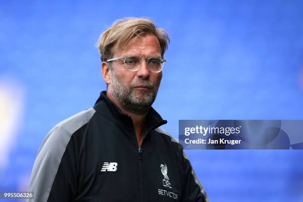 Liverpool manager Jurgen Klopp looks on during the Pre-Season Friendly match between Tranmere Rovers and Liverpool at Prenton Park on July 11, 2018...