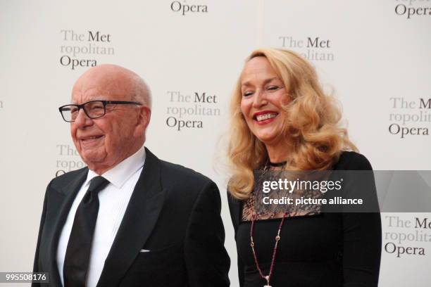 Media mogul Rupert Murdoch and former model Jerry Hall attend the season opening of the Metropolitan Opera in New York, US, 25 September 2017. Photo:...