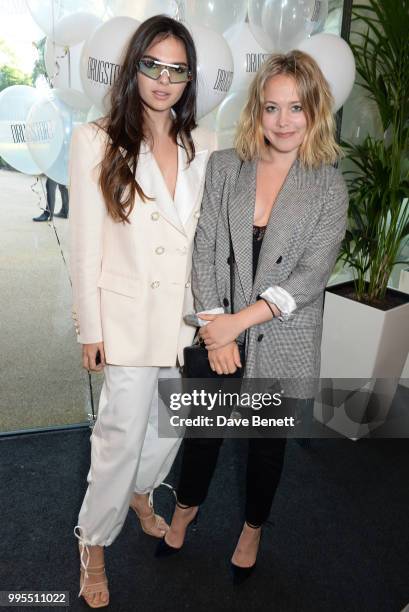 Doina Ciobanu and Poppy Jamie attend the launch party for the inaugural Issue of "Drugstore Culture" at Chucs Serpentine on July 10, 2018 in London,...