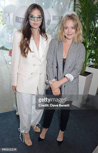 Doina Ciobanu and Poppy Jamie attend the launch party for the inaugural Issue of "Drugstore Culture" at Chucs Serpentine on July 10, 2018 in London,...