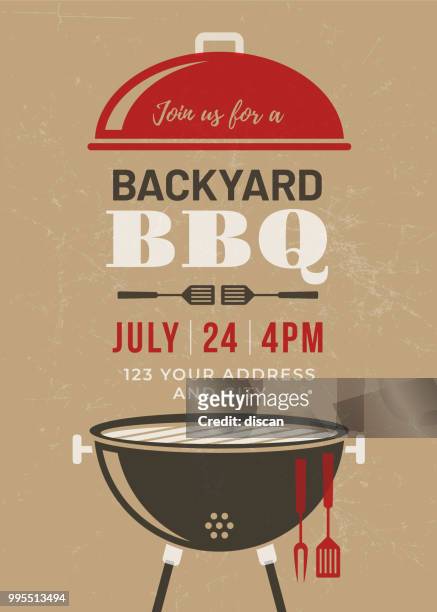 garten-barbecue-party-einladung vorlage - steak plate stock-grafiken, -clipart, -cartoons und -symbole