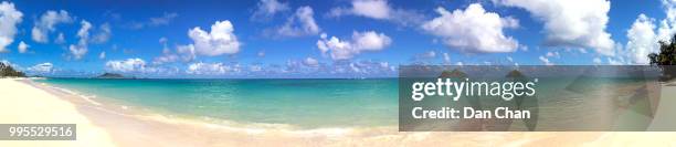 lanikai beach, kailua, oahu, hawaii panorama - kailua foto e immagini stock