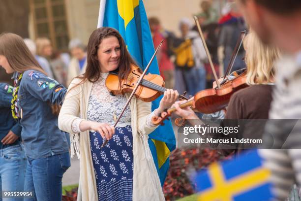 swedish national day celebration - folk music stock pictures, royalty-free photos & images