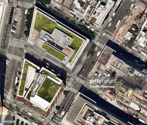 manhattan skyscrapers from above - city grid from above stock pictures, royalty-free photos & images