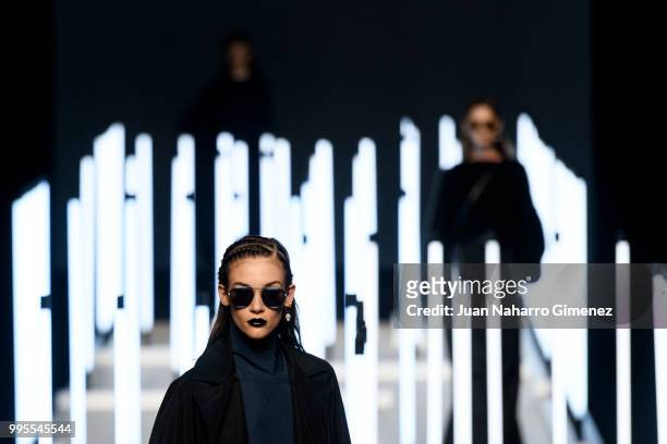 Model walks the runway at the Oliva show during the Mercedes-Benz Fashion Week Madrid Spring/Summer 2019 at IFEMA on July 10, 2018 in Madrid, Spain.