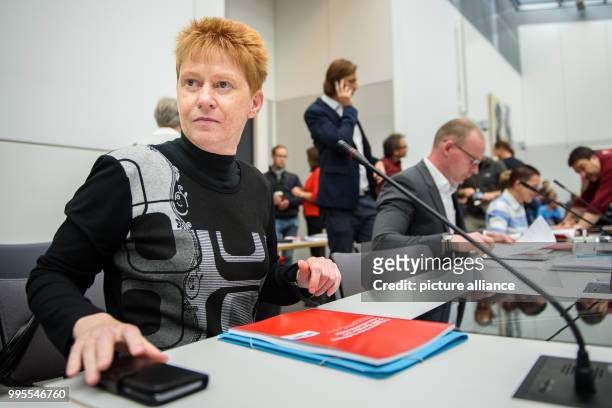 The vice predient of the Bundestag and member of managing board of the parliamentary group of The Left, Petra Pau, arrives at the first faction...