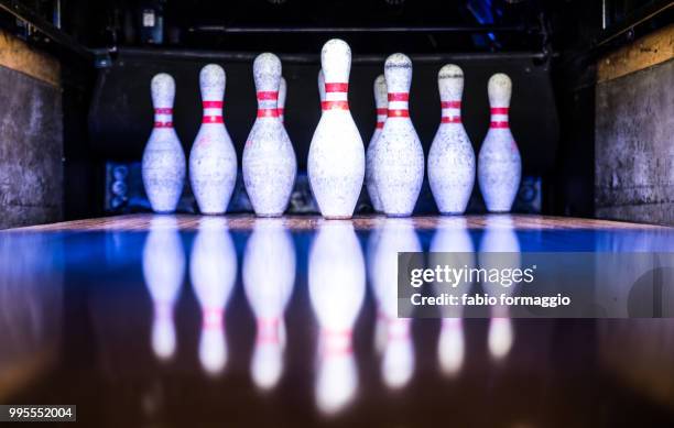 bowling pins - bowling alley pins stock pictures, royalty-free photos & images