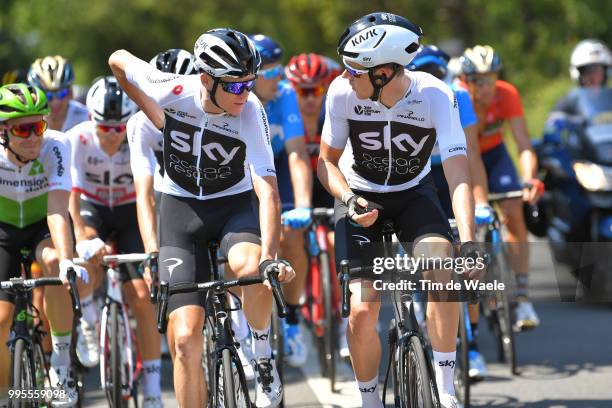 Christopher Froome of Great Britain and Team Sky / Luke Rowe of Great Britain and Team Sky / during the 105th Tour de France 2018, Stage 4 a 195km...