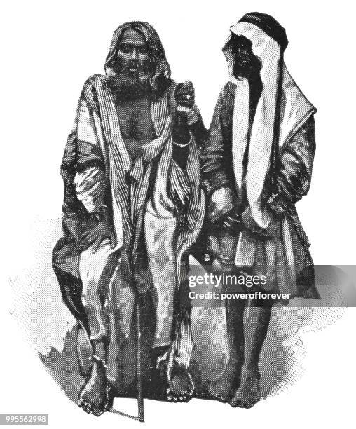 ilustraciones, imágenes clip art, dibujos animados e iconos de stock de dos hombres en jerusalén, israel - imperio otomano - vestimenta-histórica