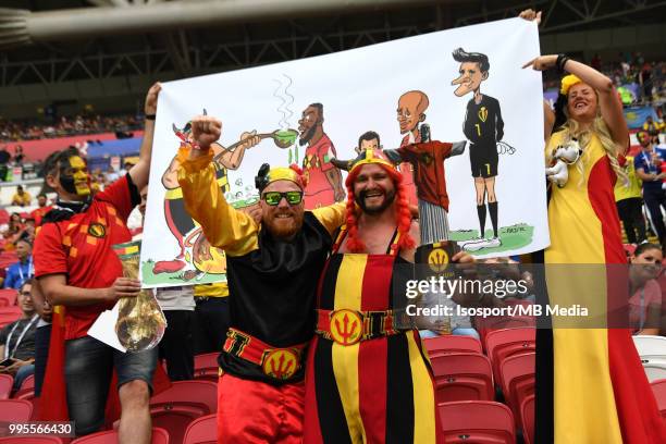 Belgian supporters pictured during the 2018 FIFA World Cup Russia Quarter Final match between Brazil and Belgium at Kazan Arena on July 6, 2018 in...