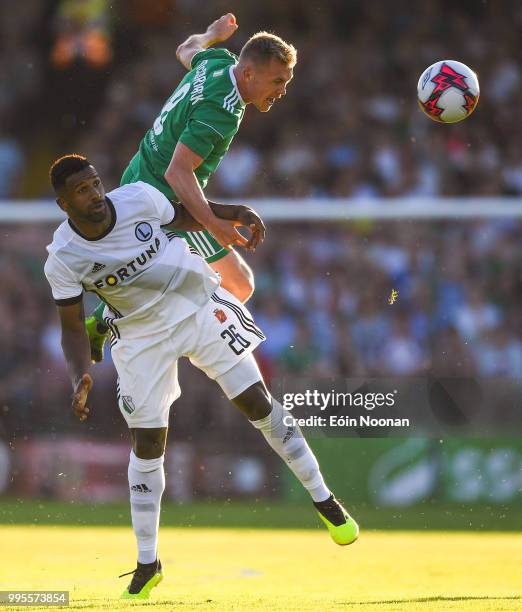 Cork , Ireland - 10 July 2018; Conor McCormack of Cork City in action against Cafu of Legia Warsaw during the UEFA Champions League 1st Qualifying...