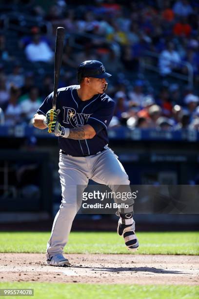 Wilson Ramos of the Tampa Bay Rays bats against the New York Mets during their game at Citi Field on July 7, 2018 in New York City.