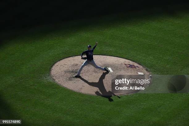Blake Snell of the Tampa Bay Rays pitches against the New York Mets during their game at Citi Field on July 7, 2018 in New York City.