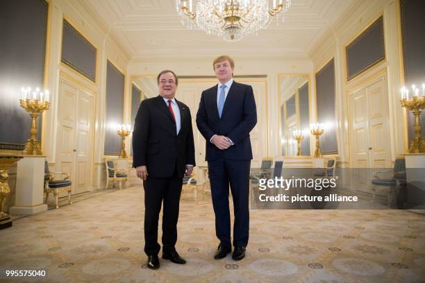 Premier of North Rhine-Westphalia Armin Laschet is recieved at an audience by King Willem-Alexander of the Netherlands at Noordeinde Palace in The...