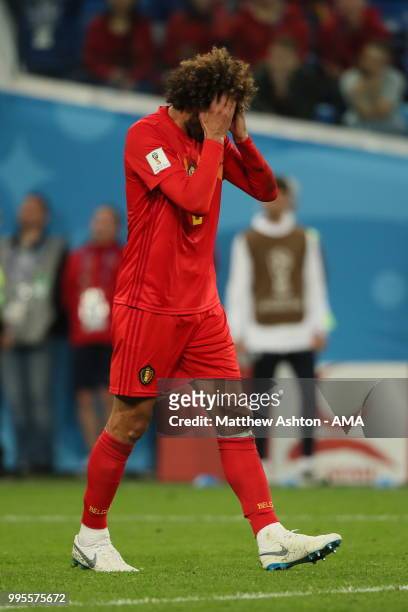Dejected Marouane Fellaini of Belgium during the 2018 FIFA World Cup Russia Semi Final match between Belgium and France at Saint Petersburg Stadium...