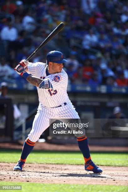 Asdrubal Cabrera of the New York Mets bats against the Tampa Bay Rays during their game at Citi Field on July 7, 2018 in New York City.