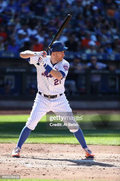 Todd Frazier of the New York Mets bats against the Tampa Bay Rays during their game at Citi Field on July 7, 2018 in New York City.