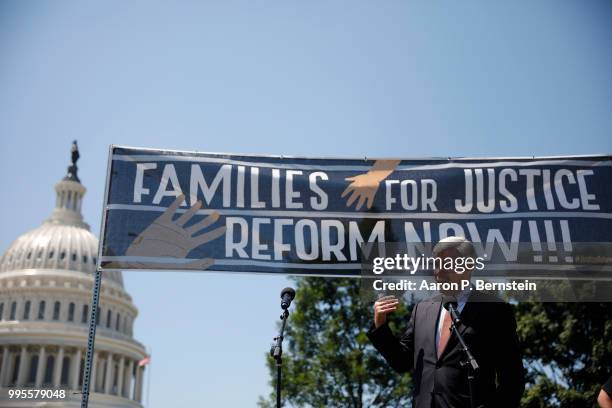 July 10: Sen. Sheldon Whitehouse speaks during a rally calling for criminal justice reform outside the U.S. Capitol July 10, 2018 in Washington, DC....