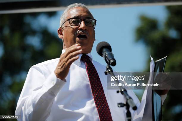 July 10: Rep. Bobby Scott speaks during a rally calling for criminal justice reform outside the U.S. Capitol July 10, 2018 in Washington, DC....