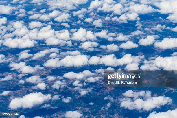 aerial view from airplane with earth and clouds - the natural world ス�トックフォトと画像