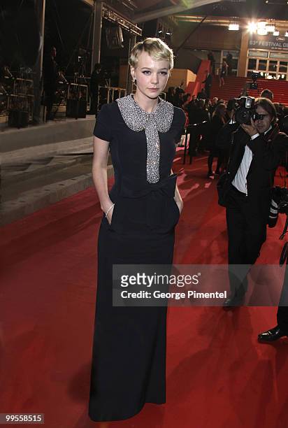 Actress Carey Mulligan departs the Premiere of 'Wall Street: Money Never Sleeps' held at the Palais des Festivals during the 63rd Annual...