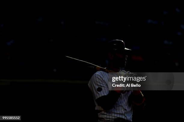 Jose Bautista of the New York Mets waits to bat against the Tampa Bay Rays during their game at Citi Field on July 7, 2018 in New York City.