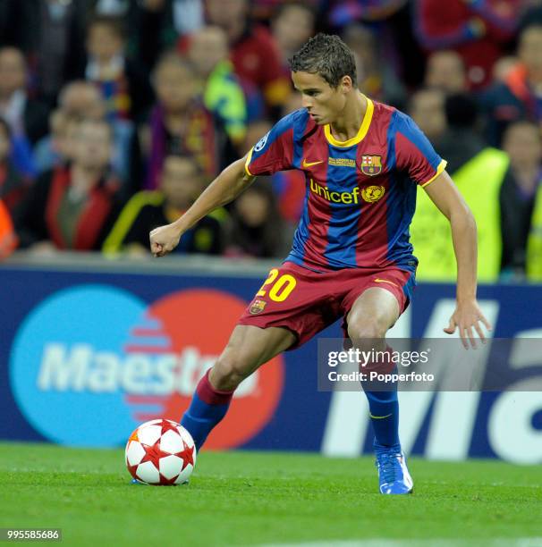 Ibrahim Afellay of FC Barcelona in action during the UEFA Champions League final between FC Barcelona and Manchester United at Wembley Stadium in...