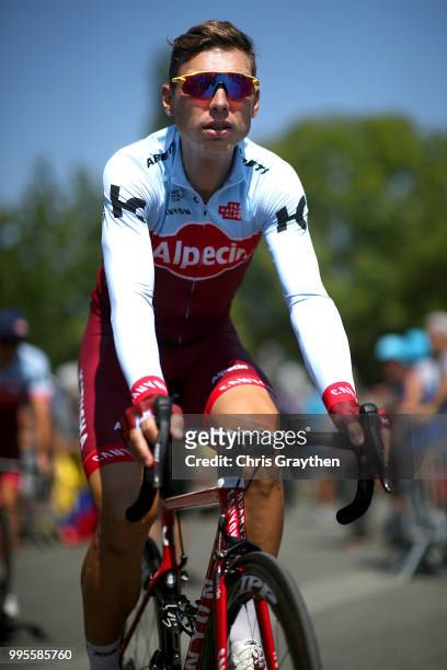 Tony Martin of Germany and Team Katusha rides to the start during stage four of the 105th Tour de France 2018, a 195km stage from La Baule to Sarzeau...