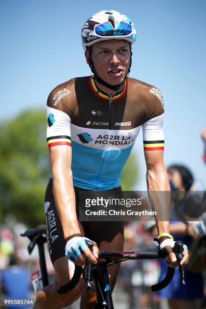 Oliver Naesen of Belgium and Team AG2R La Mondiale rides to the start during stage four of the 105th Tour de France 2018, a 195km stage from La Baule...