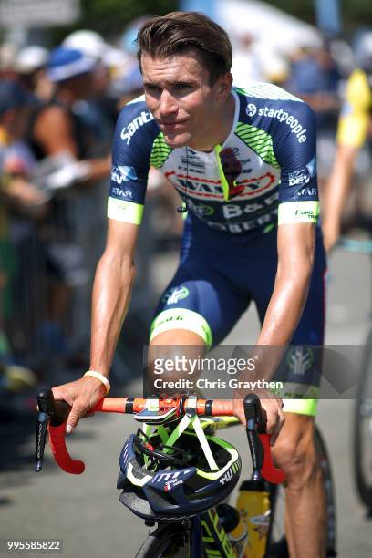 Yoann Offredo of France and Team Wanty Groupe Gobert rides to the start during stage four of the 105th Tour de France 2018, a 195km stage from La...