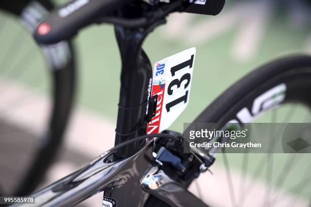 Start / Mark Cavendish of Great Britain and Team Dimension Data / Number / Detail View / during the 105th Tour de France 2018, Stage 4 a 195km stage...
