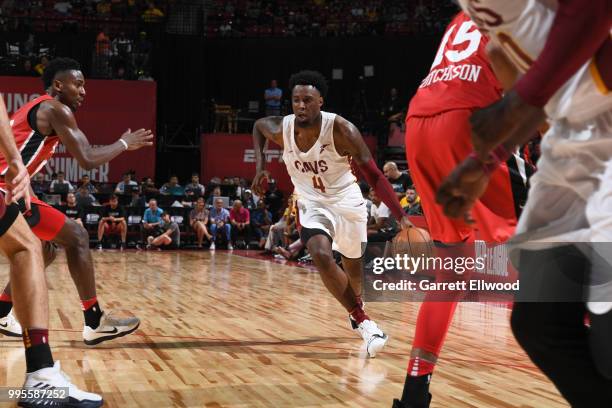 Jamel Artis of the Cleveland Cavaliers handles the ball against the Chicago Bulls during the 2018 Las Vegas Summer League on July 7, 2018 at the...