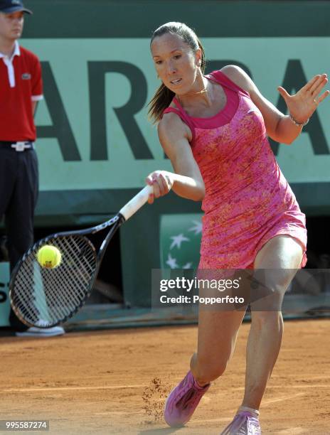 Jelena Jankovic of Serbia in action during day 8 of the French Open at Roland Garros Stadium in Paris on May 29, 2011.