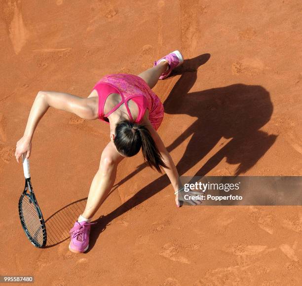 Jelena Jankovic of Serbia in action during day 8 of the French Open at Roland Garros Stadium in Paris on May 29, 2011.