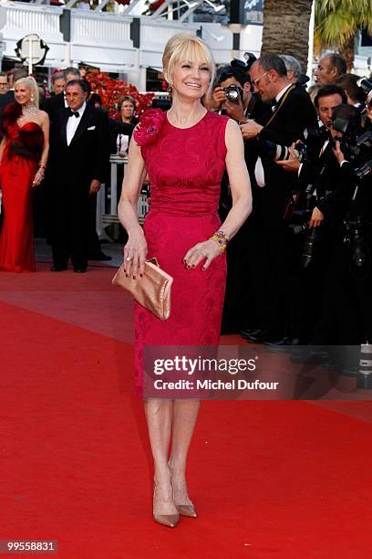 Ellen Barkin attends the 'Wall Street: Money Never Sleeps' Premiere at the Palais des Festivals during the 63rd Annual Cannes Film Festival on May...