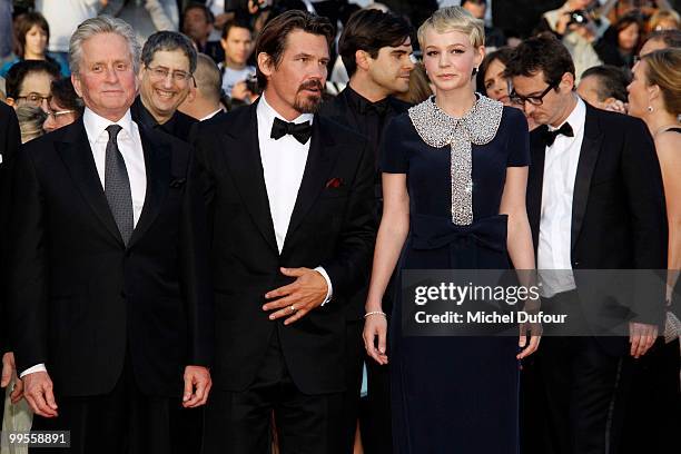 Michael Douglas, Josh Brolin and Carey Mulligan attend the 'Wall Street: Money Never Sleeps' Premiere at the Palais des Festivals during the 63rd...