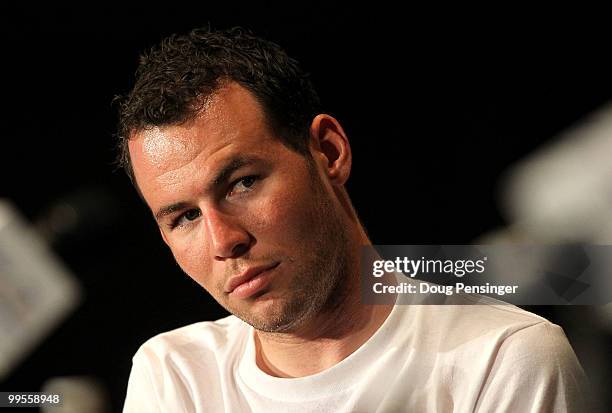 Mark Cavendish of Great Britain and riding for HTC-Columbia looks on during a press conference prior to the 2010 Tour of California at the Sacramento...