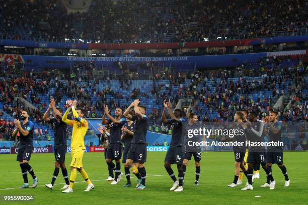 France players acknowledge the fans following the 2018 FIFA World Cup Russia Semi Final match between Belgium and France at Saint Petersburg Stadium...