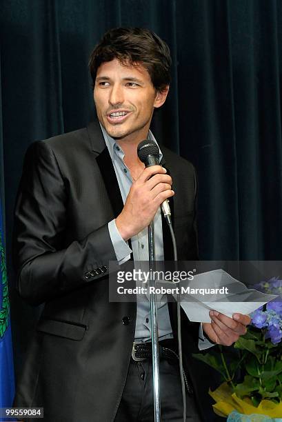 Andres Velencoso receives the 'Tossenc D'Honor' award at the Tossa de Mar City Hall on May 14, 2010 in Gerona, Spain.