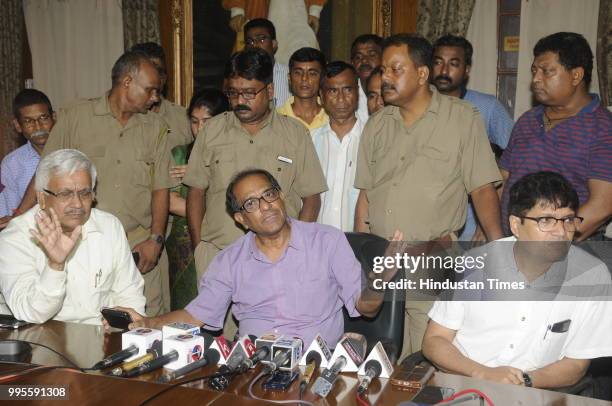 Jadavpur University vice-chancellor Suranjan Das speaks during a press conference at Jadavpur University campus, on July 10, 2018 in Kolkata, India.